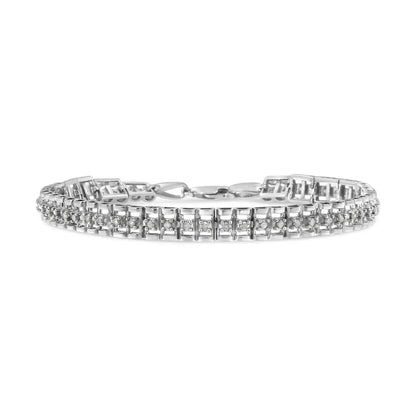 .925 Sterling Silver Diamond Double-link 7’’ Tennis Bracelet (i-j Color I3 Clarity) - Fine Jewelry us Direct