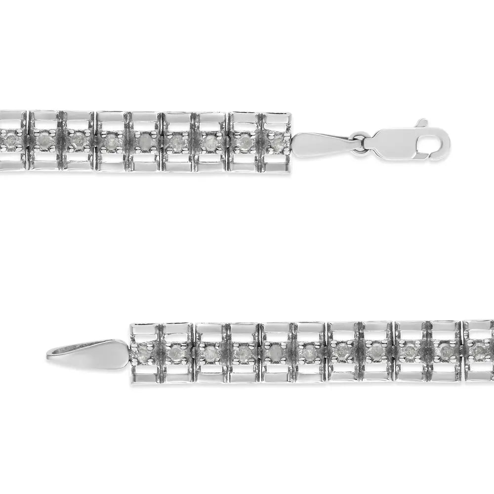 .925 Sterling Silver Diamond Double-link 7’’ Tennis Bracelet (i-j Color I3 Clarity) - Fine Jewelry us Direct