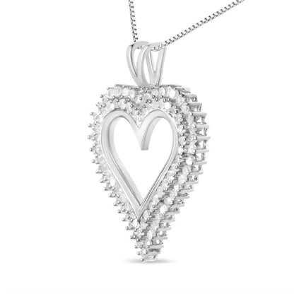 .925 Sterling Silver Diamond Heart 18’’ Pendant Necklace (i-j Color I2-i3 Clarity) - Fine Jewelry us Direct