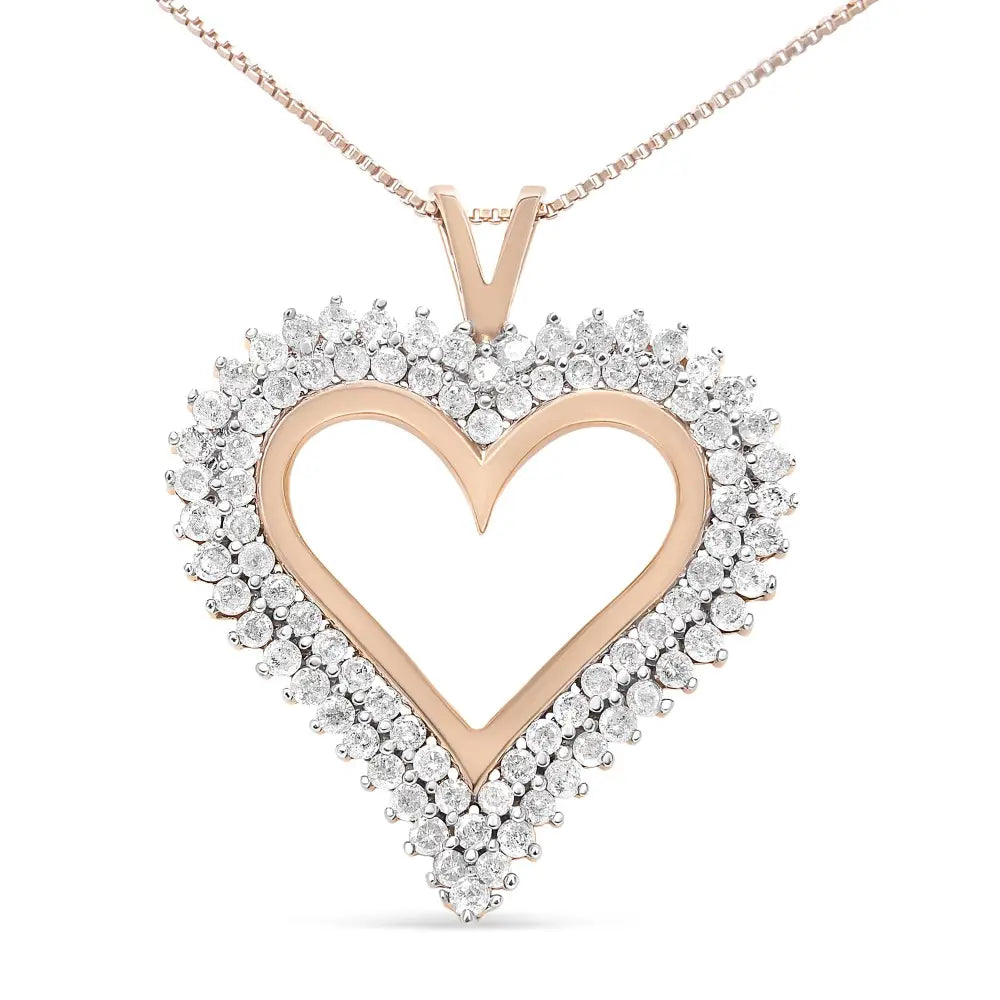 .925 Sterling Silver Diamond Heart 18’’ Pendant Necklace (i-j Color I2-i3 Clarity) - Fine Jewelry us Direct