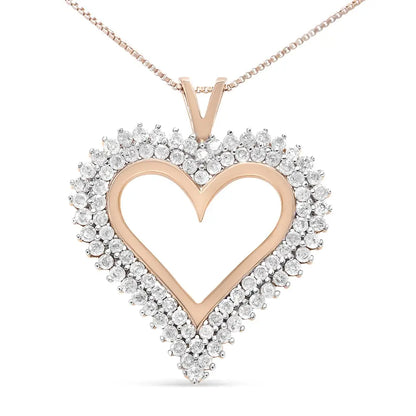 .925 Sterling Silver Diamond Heart 18’’ Pendant Necklace (i-j Color I2-i3 Clarity) - Fine Jewelry us Direct