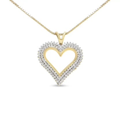 .925 Sterling Silver Diamond Heart 18’’ Pendant Necklace (i-j Color I2-i3 Clarity) - Fine Jewelry us Direct