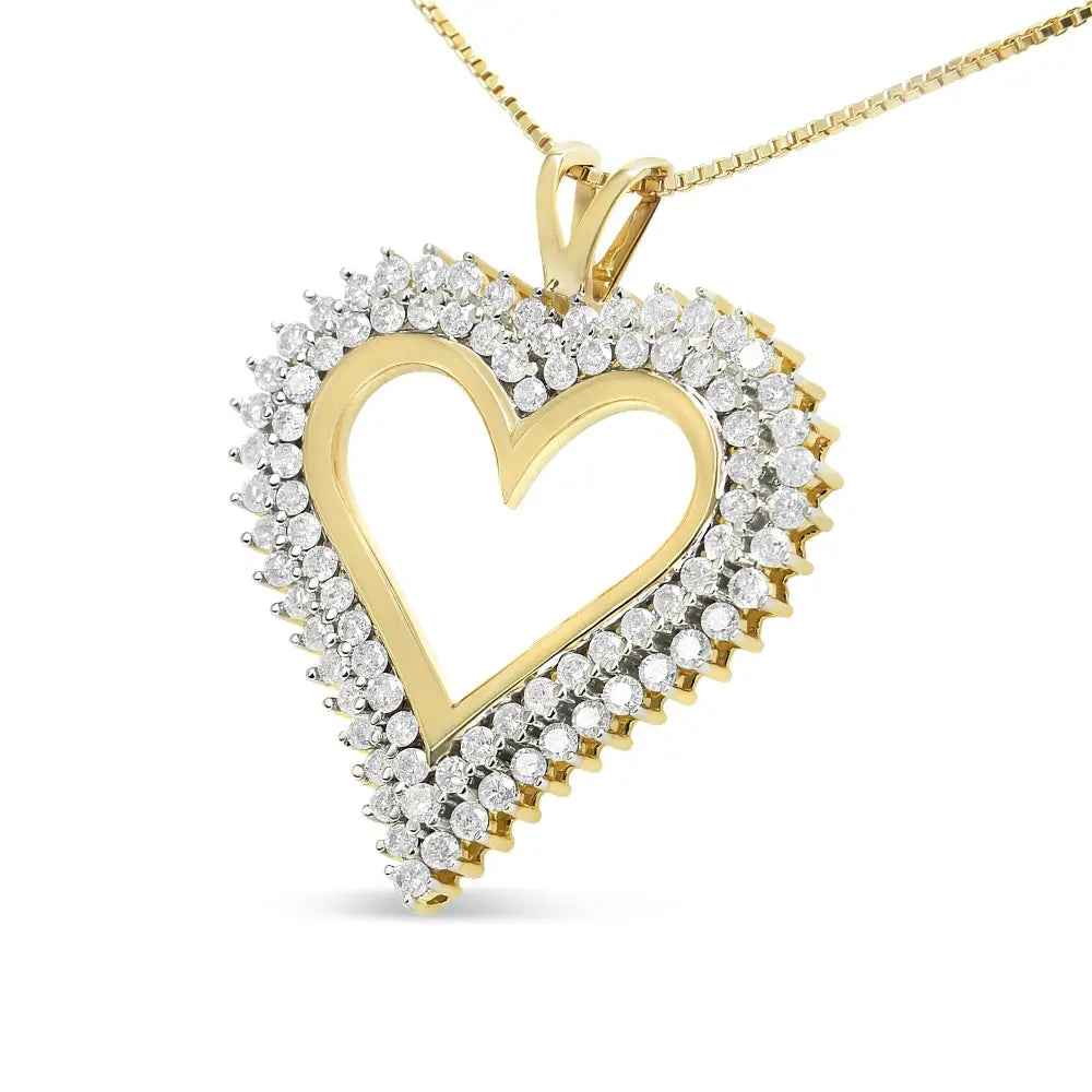 .925 Sterling Silver Diamond Heart 18’’ Pendant Necklace (i-j Color I2-i3 Clarity) - Fine Jewelry us Direct