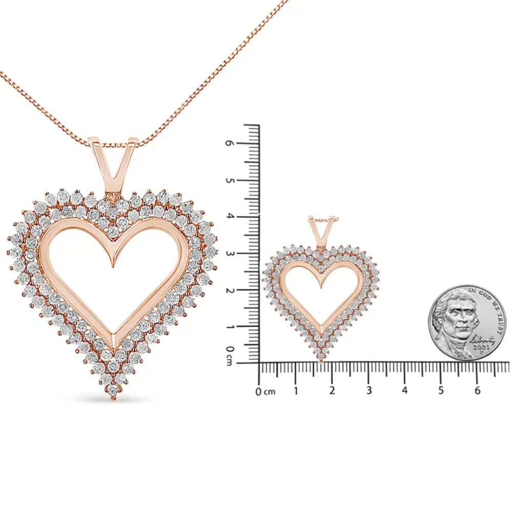 .925 Sterling Silver Diamond Heart 18’’ Pendant Necklace (i-j Color I2-i3 Clarity) - Fine Jewelry us Direct