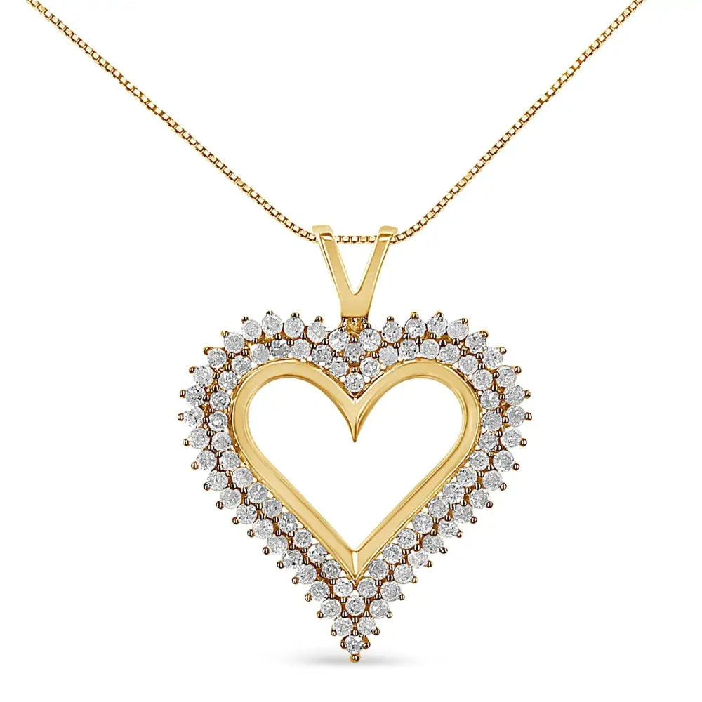 .925 Sterling Silver Diamond Heart 18’’ Pendant Necklace (i-j Color I2-i3 Clarity) - Fine Jewelry us Direct