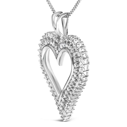 .925 Sterling Silver Diamond Heart 18’’ Pendant Necklace (i-j Color I2-i3 Clarity) - Fine Jewelry us Direct