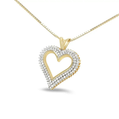 .925 Sterling Silver Diamond Heart 18’’ Pendant Necklace (i-j Color I2-i3 Clarity) - Fine Jewelry us Direct