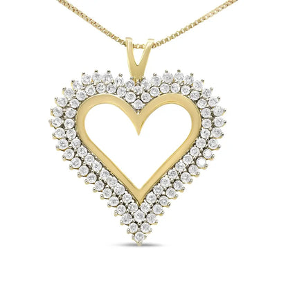 .925 Sterling Silver Diamond Heart 18’’ Pendant Necklace (i-j Color I2-i3 Clarity) - Fine Jewelry us Direct