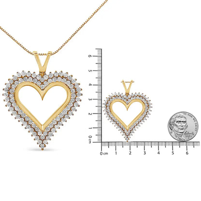 .925 Sterling Silver Diamond Heart 18’’ Pendant Necklace (i-j Color I2-i3 Clarity) - Fine Jewelry us Direct