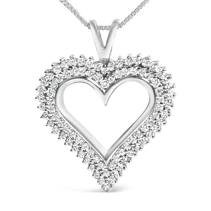 .925 Sterling Silver Diamond Heart 18’’ Pendant Necklace (i-j Color I2-i3 Clarity) - Fine Jewelry us Direct