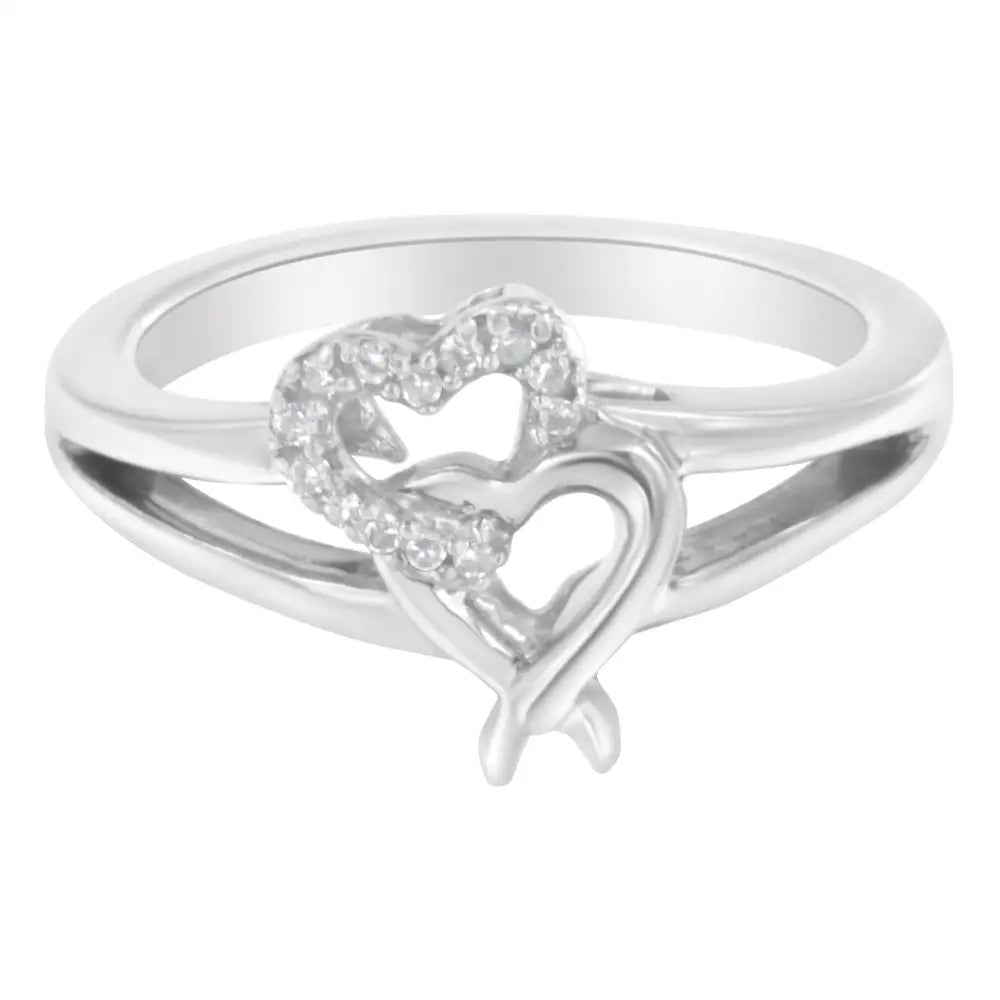 .925 Sterling Silver Diamond Heart Accent Ring (1/20 Cttw H-i Color I1-i2 Clarity).50 - Fine Jewelry us Direct