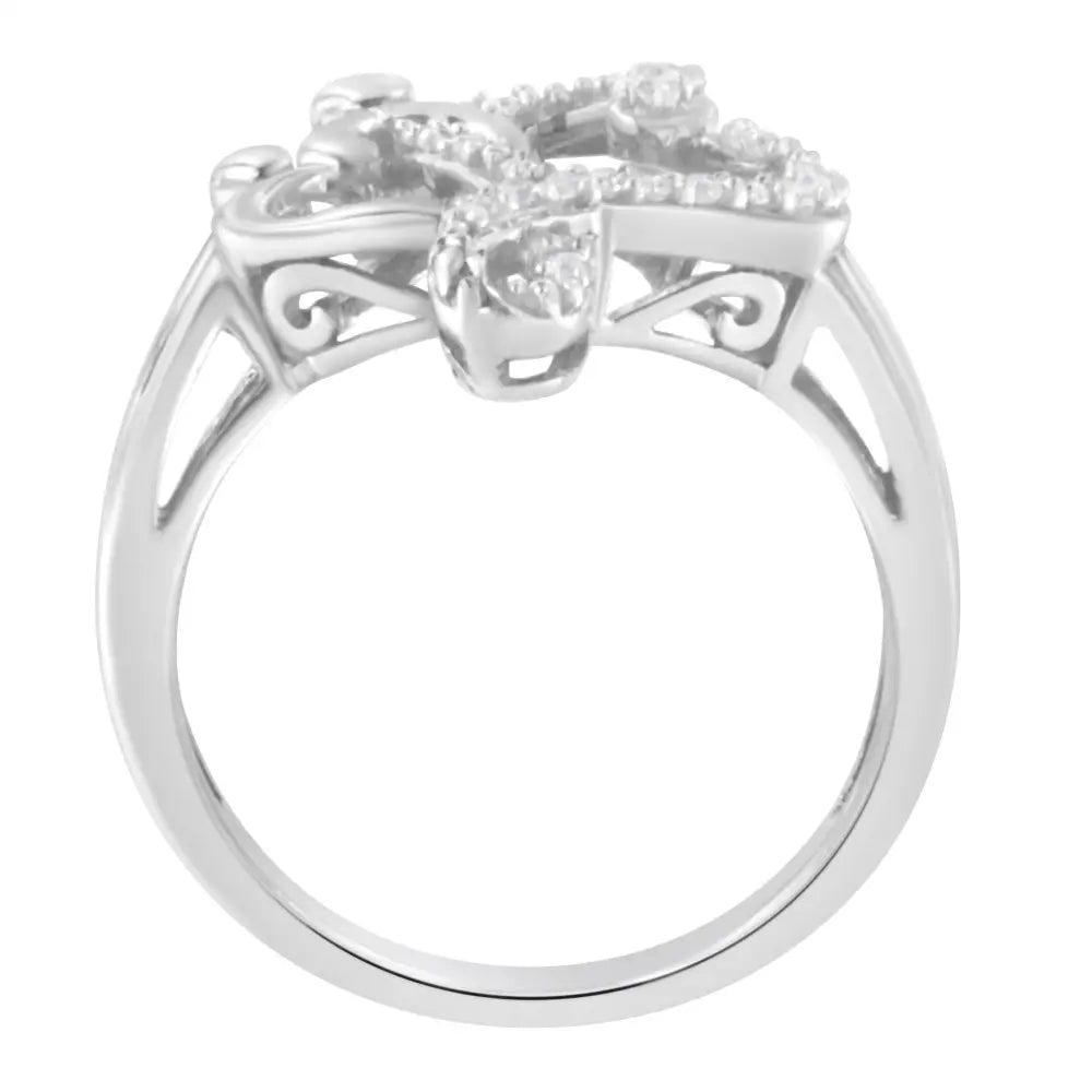 .925 Sterling Silver Diamond Heart and Music Note Ring (1/10 Cttw H-i Color I3 Clarity) - Fine Jewelry us Direct