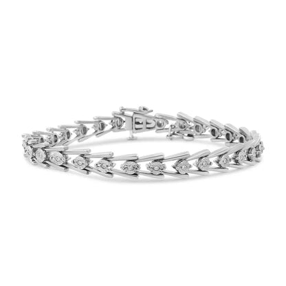 .925 Sterling Silver Diamond Miracle-set Double Swoosh Milgrain Style Tennis Bracelet (1/2 Cttw I-j Color I3 Clarity)