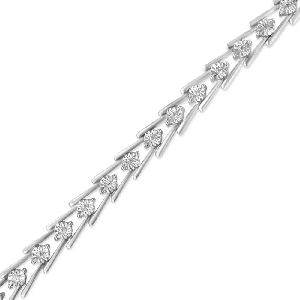 .925 Sterling Silver Diamond Miracle-set Double Swoosh Milgrain Style Tennis Bracelet (1/2 Cttw I-j Color I3 Clarity)