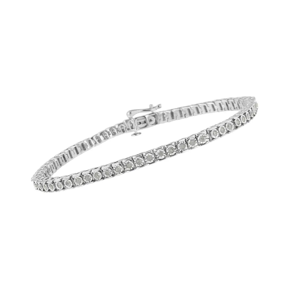 .925 Sterling Silver Diamond Square Frame Miracle-set Tennis Bracelet (1 Cttw I-j Color I3 Clarity) - Size 7.5’’