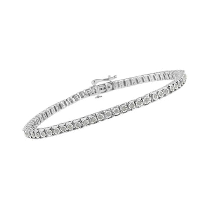 .925 Sterling Silver Diamond Square Frame Miracle-set Tennis Bracelet (1 Cttw I-j Color I3 Clarity) - Size 7.5’’