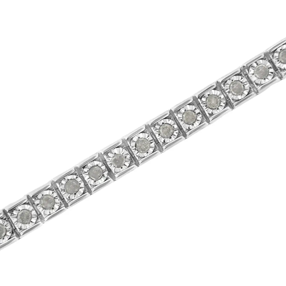 .925 Sterling Silver Diamond Square Frame Miracle-set Tennis Bracelet (1 Cttw I-j Color I3 Clarity) - Size 7.5’’