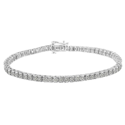 .925 Sterling Silver Diamond Square Frame Miracle-set Tennis Bracelet (1 Cttw I-j Color I3 Clarity) - Size 7.5’’