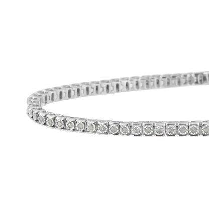 .925 Sterling Silver Diamond Square Frame Miracle-set Tennis Bracelet (1 Cttw I-j Color I3 Clarity) - Size 7.5’’