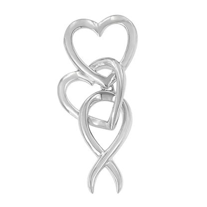 .925 Sterling Silver Double-heart & Awareness Ribbon Linked Pendant Necklace - Fine Jewelry us Direct