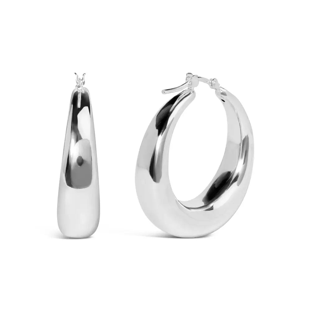 .925 Sterling Silver Graduated Hoop Earrings - 9mm Wide - Fine Jewelry us Direct