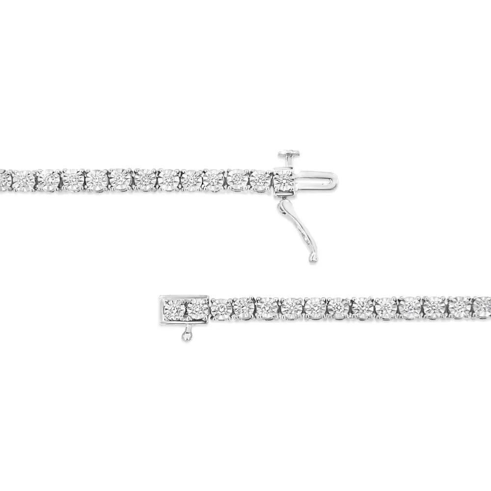 .925 Sterling Silver Lab Grown Diamond Illusion-set Miracle Plate Tennis Bracelet - 7.25’’ Inches - Fine Jewelry