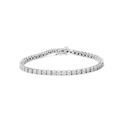 .925 Sterling Silver Lab Grown Diamond Illusion-set Miracle Plate Tennis Bracelet - 7.25’’ Inches - Fine Jewelry