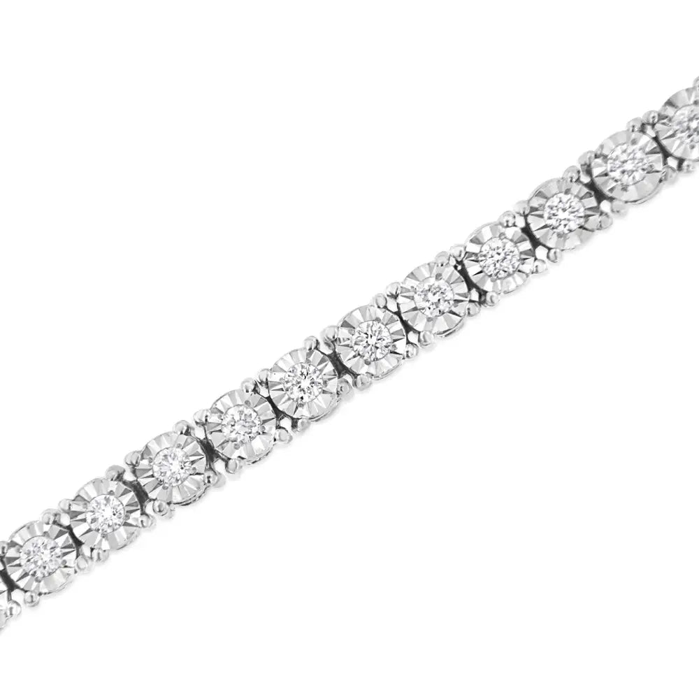 .925 Sterling Silver Lab Grown Diamond Illusion-set Miracle Plate Tennis Bracelet - 7.25’’ Inches - Fine Jewelry