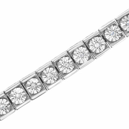 .925 Sterling Silver Miracle Set Diamond Accent Classic Tennis Bracelet (i-j Color I2-i3 Clarity) - 7.25’’ - Fine