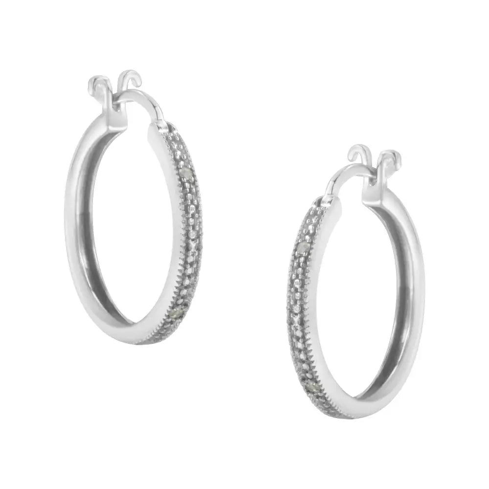 .925 Sterling Silver Miracle-set Diamond Pave Style Hoop Earrings (i-j Color I3 Clarity) - Fine Jewelry us Direct