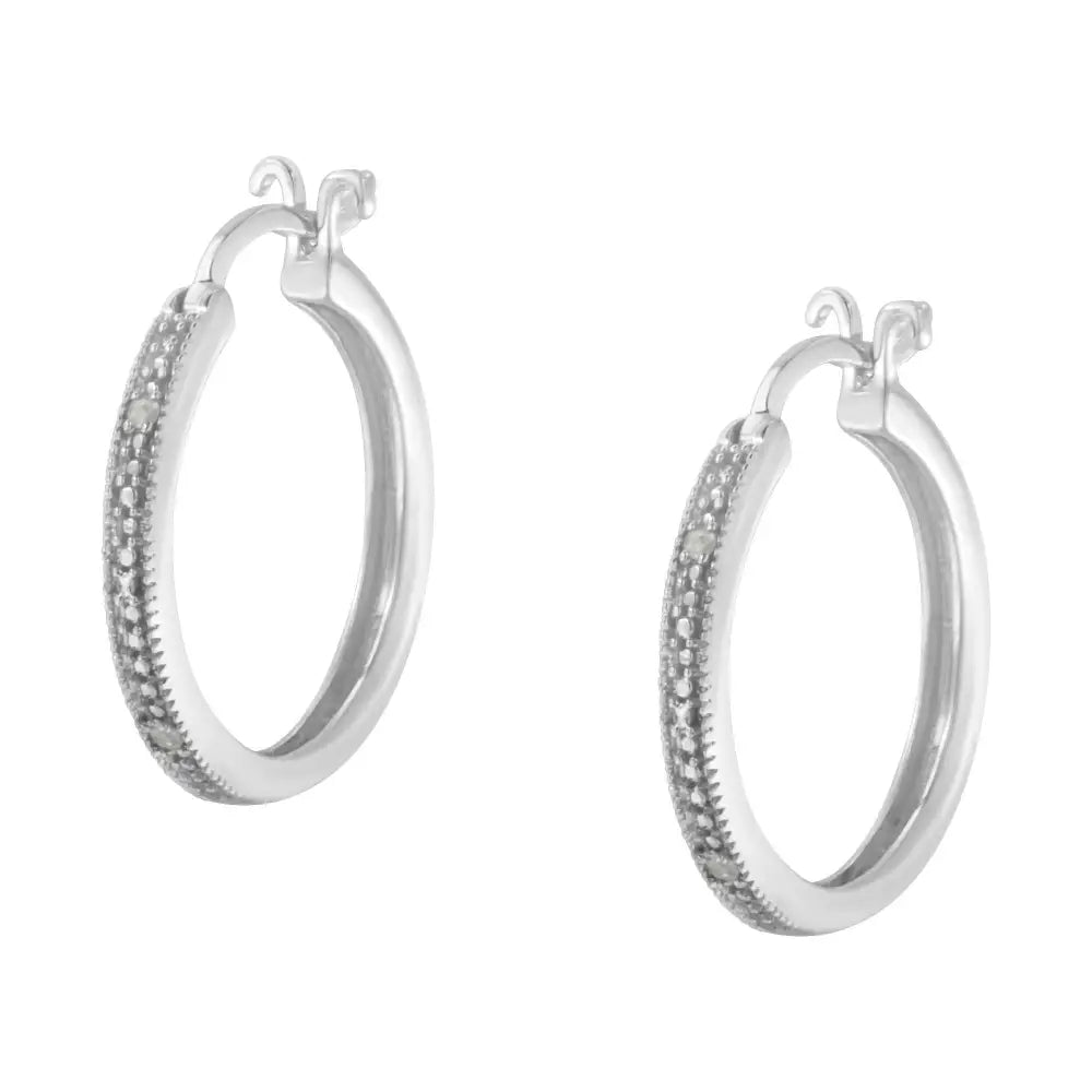 .925 Sterling Silver Miracle-set Diamond Pave Style Hoop Earrings (i-j Color I3 Clarity) - Fine Jewelry us Direct