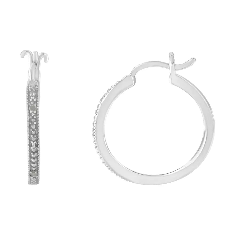 .925 Sterling Silver Miracle-set Diamond Pave Style Hoop Earrings (i-j Color I3 Clarity) - Fine Jewelry us Direct