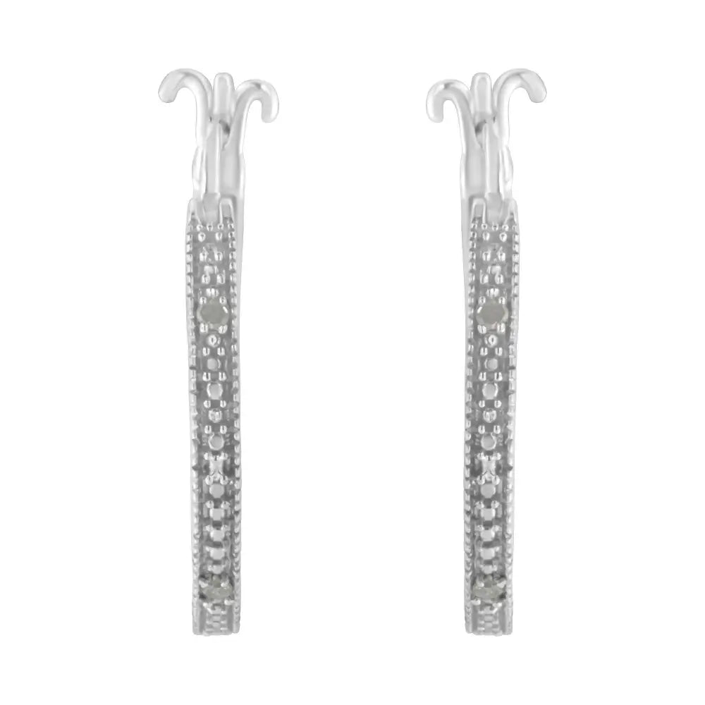 .925 Sterling Silver Miracle-set Diamond Pave Style Hoop Earrings (i-j Color I3 Clarity) - Fine Jewelry us Direct