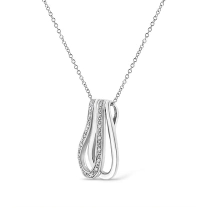 .925 Sterling Silver Pave-set Diamond Accent Double Curve 18’’ Pendant Necklace (i-j Color I1-i2 Clarity) - Fine