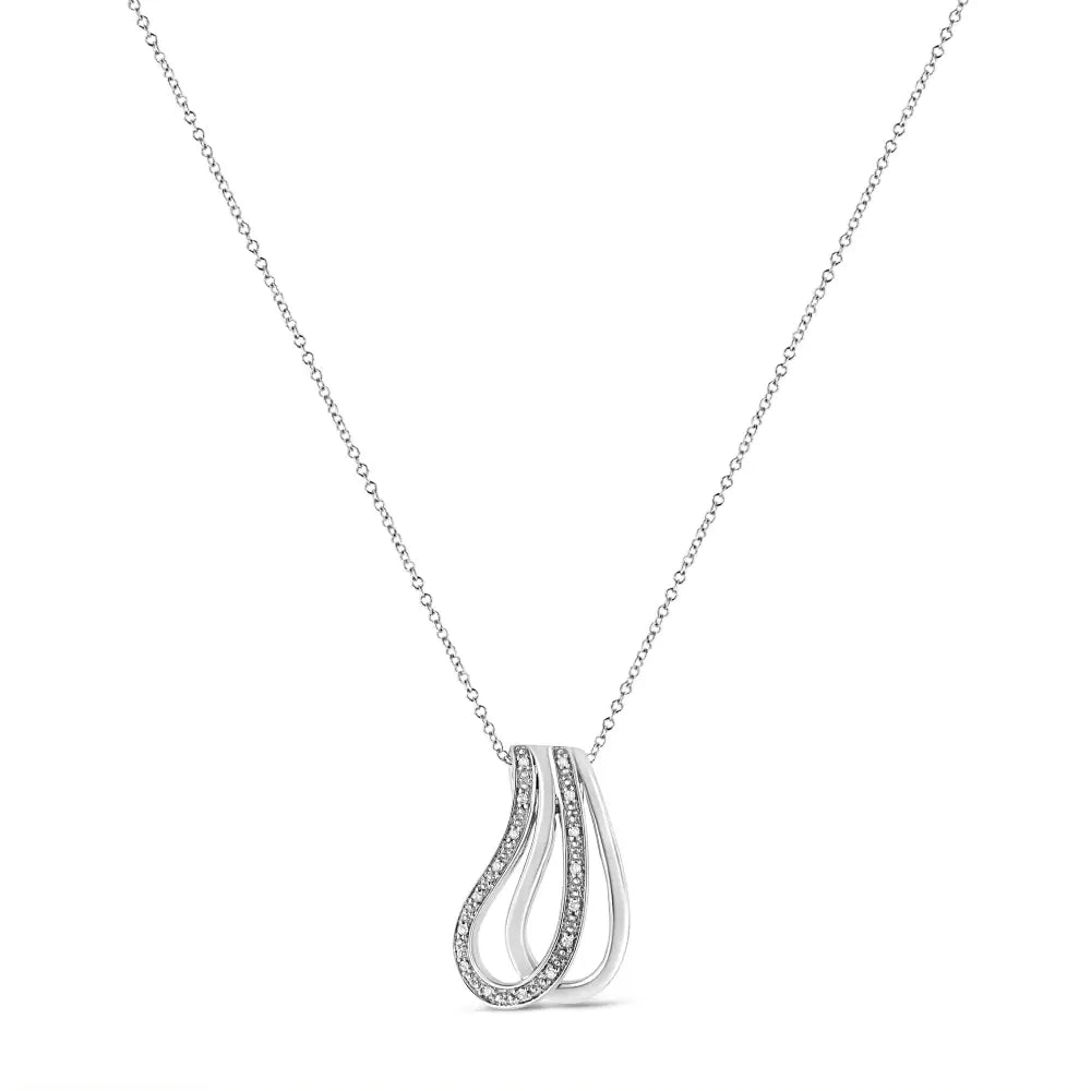 .925 Sterling Silver Pave-set Diamond Accent Double Curve 18’’ Pendant Necklace (i-j Color I1-i2 Clarity) - Fine