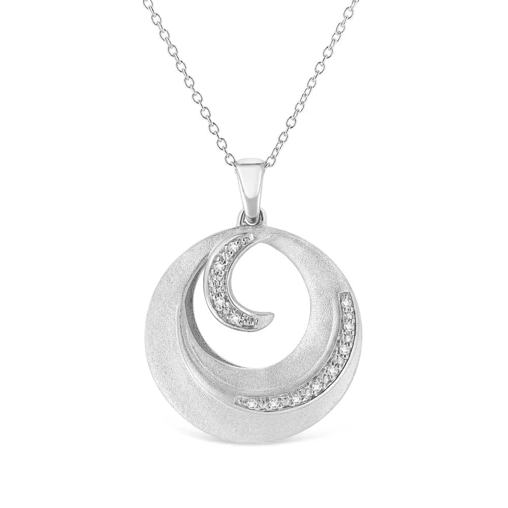 .925 Sterling Silver Pave-set Diamond Accent Fashion Circle 18’’ Pendant Necklace (i-j Color I1-i2 Clarity) - Fine