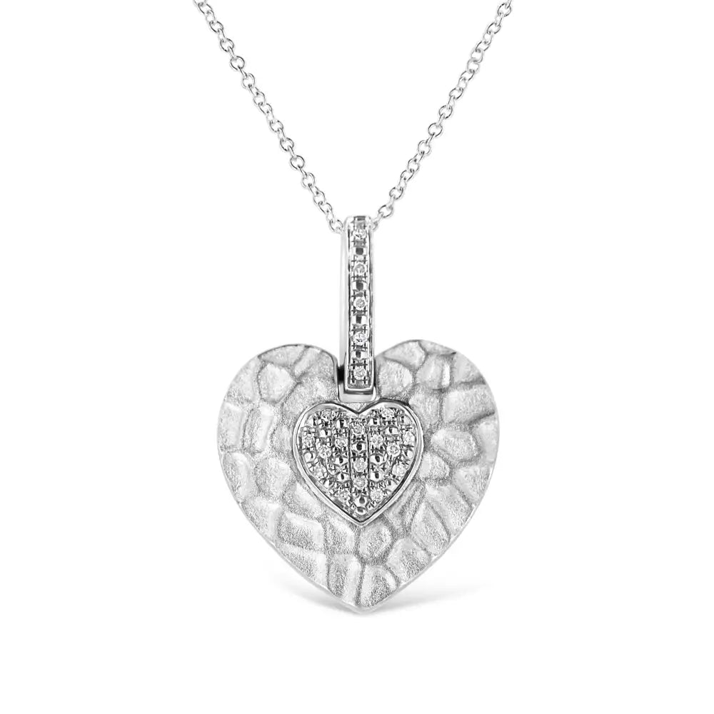 .925 Sterling Silver Pave-set Diamond Accent Heart Shape 18’’ Pendant Necklace (i-j Color I1-i2 Clarity) - Fine