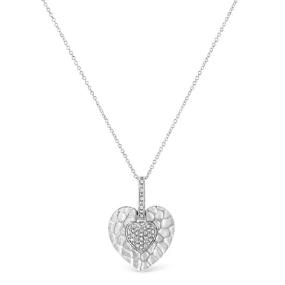 .925 Sterling Silver Pave-set Diamond Accent Heart Shape 18’’ Pendant Necklace (i-j Color I1-i2 Clarity) - Fine