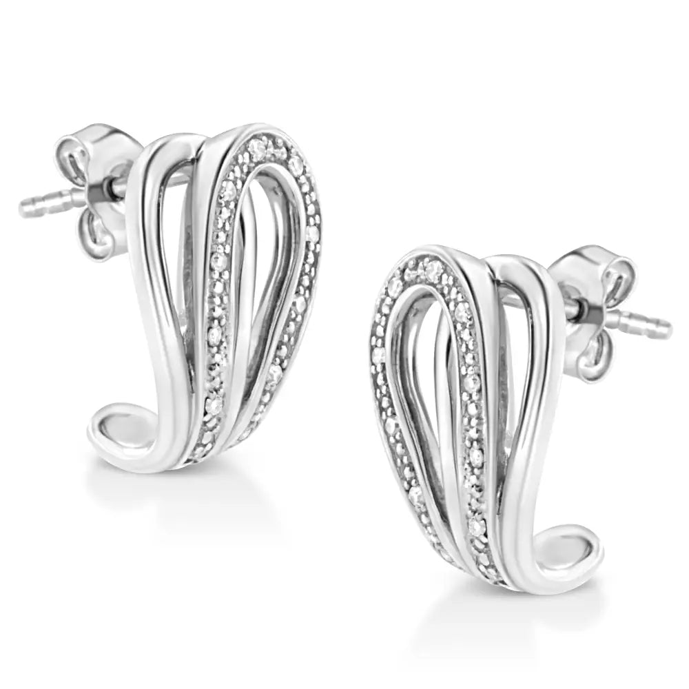 .925 Sterling Silver Pave-set Diamond Accent Horseshoe Hoop Earring (i-j Color I1-i2 Clarity) - Fine Jewelry us Direct