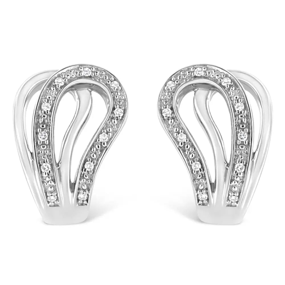 .925 Sterling Silver Pave-set Diamond Accent Horseshoe Hoop Earring (i-j Color I1-i2 Clarity) - Fine Jewelry us Direct