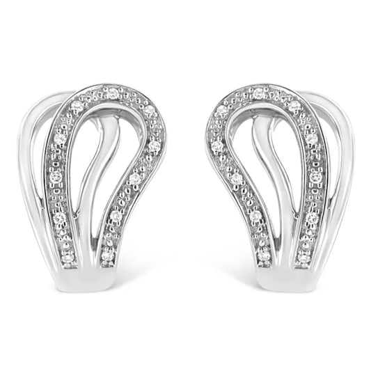 .925 Sterling Silver Pave-set Diamond Accent Horseshoe Hoop Earring (i-j Color I1-i2 Clarity) - Fine Jewelry us Direct