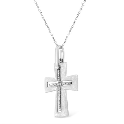 .925 Sterling Silver Prong-set Diamond Accent Cross 18’’ Pendant Necklace (i-j Color I1-i2 Clarity) - Fine Jewelry