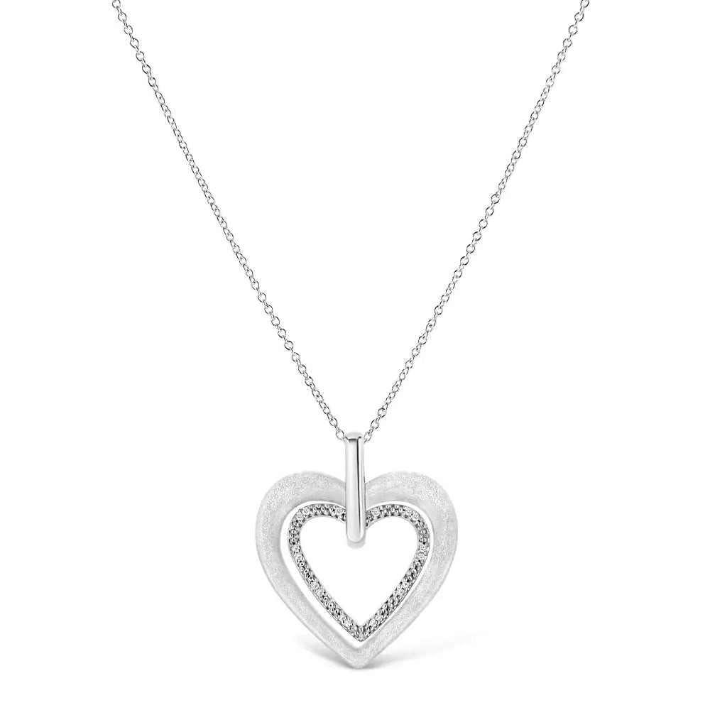 .925 Sterling Silver Prong-set Diamond Accent Double Heart 18’’ Pendant Necklace (i-j Color I1-i2 Clarity) - Fine