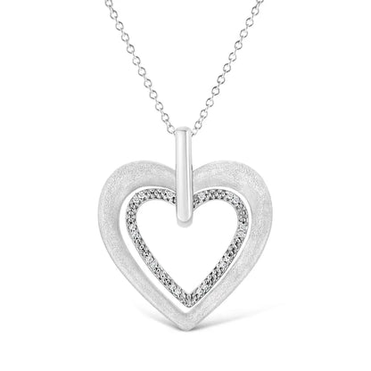 .925 Sterling Silver Prong-set Diamond Accent Double Heart 18’’ Pendant Necklace (i-j Color I1-i2 Clarity) - Fine