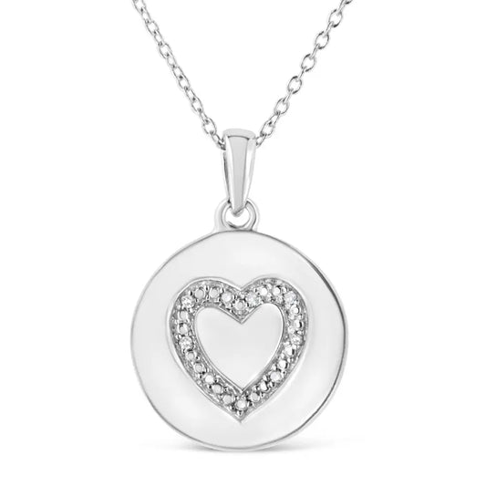 .925 Sterling Silver Prong-set Diamond Accent Heart Emblemed 18’’ Pendant Necklace (i-j Color I1-i2 Clarity) - Fine