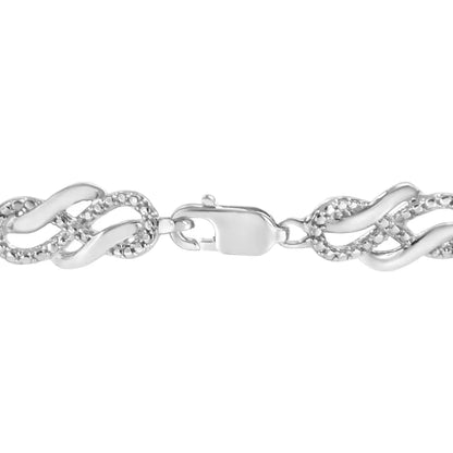 .925 Sterling Silver Prong Set Diamond Accent Infinity Weave Link 7.25’’ Bracelet (i-j Color I3 Clarity) - Fine