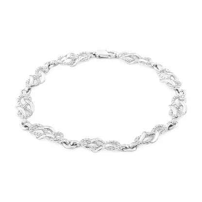 .925 Sterling Silver Prong Set Diamond Accent Infinity Weave Link 7.25’’ Bracelet (i-j Color I3 Clarity) - Fine