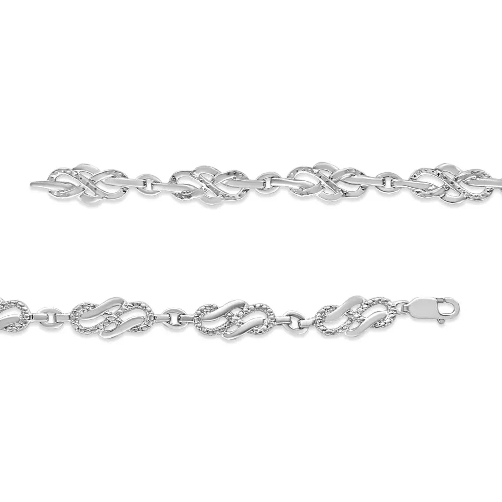 .925 Sterling Silver Prong Set Diamond Accent Infinity Weave Link 7.25’’ Bracelet (i-j Color I3 Clarity) - Fine