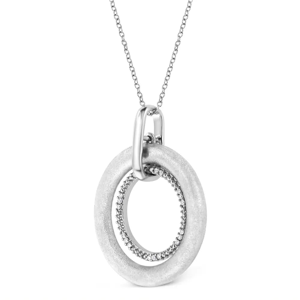 .925 Sterling Silver Prong-set Diamond Accent Satin Finished Double Circle 18’’ Pendant Necklace (i-j Color I1-i2