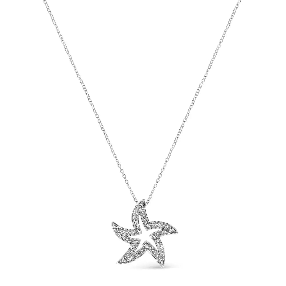 .925 Sterling Silver Prong-set Diamond Accent Starfish 18’’ Pendant Necklace (i-j Color I1-i2 Clarity) - Fine